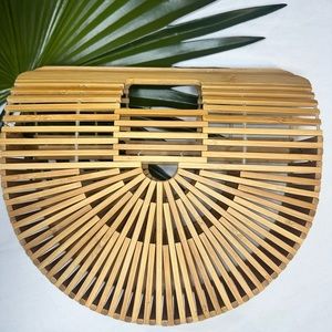 Bamboo Half Moon Handbag/Crossbody With Removable Straps